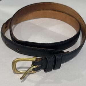 Coach Dark Navy Dress Belt Medium Brass Buckle Classic Solid 28”-32” Pre-owned.